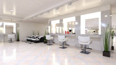 Kuaför salonunun 3B görüntüsü