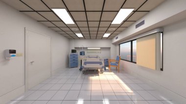 Hastane odasının 3 boyutlu görüntüsü