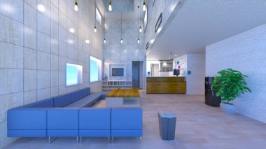 Hastane koridorunda 3D render