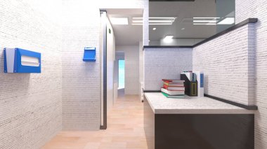 Hastane koridorunda 3D render