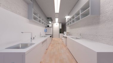 Hastane koridorunda 3D render