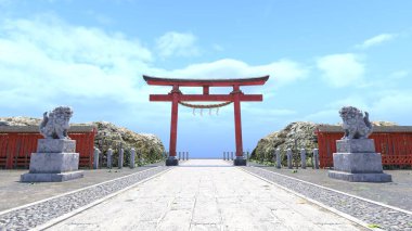 Shinto türbesinin 3 boyutlu canlandırması