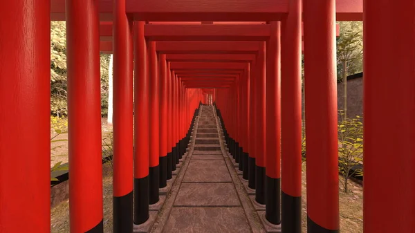 Rendering Des Shinto Gateways — Stockfoto