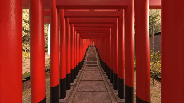 Rendering Shinto Gateway — Stock Photo, Image