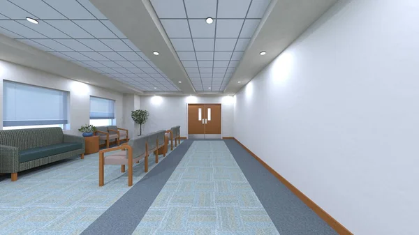 Rendering Del Corridoio Ospedaliero — Foto Stock