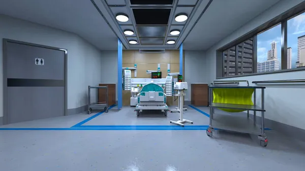 重症监护病房的3D渲染 — 图库照片