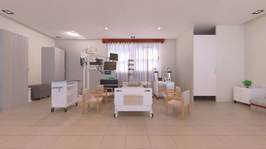 Hastane odasının 3 boyutlu görüntüsü