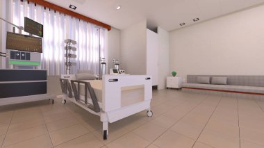 Hastane odasının 3 boyutlu görüntüsü