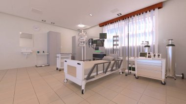 Hastane odasının 3 boyutlu görüntüsü