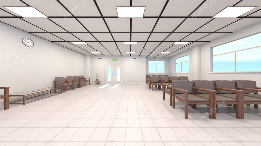 3D rendering of the hospital corridor