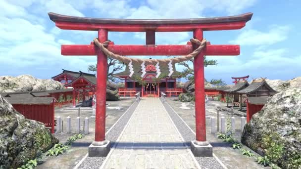 Rendering Van Shinto Heiligdom — Stockvideo