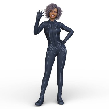 bir kadın savaşçı 3D render