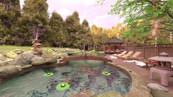 Rendering Des Japanischen Gartens — Stockvideo