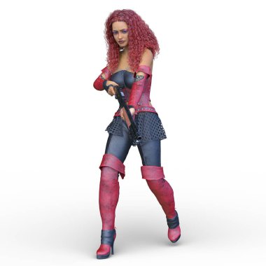 bir kadın savaşçı 3D render