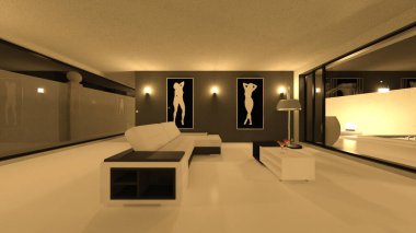 Oturma odasının 3 boyutlu görüntüsü