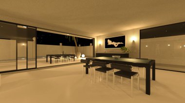 Oturma odasının 3 boyutlu görüntüsü