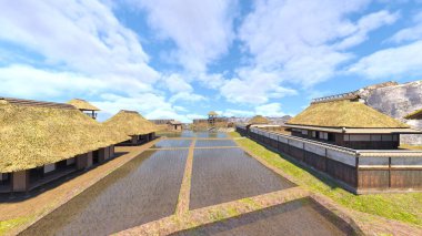 Japon köyünün 3D görüntüsü