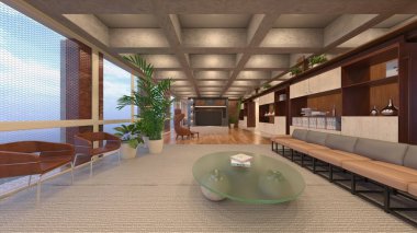 Oturma odasının 3 boyutlu görüntüsü