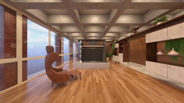 Oturma odasının 3 boyutlu görüntüsü