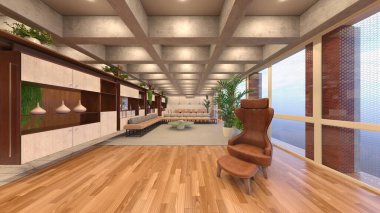 Oturma odasının 3 boyutlu görüntüsü