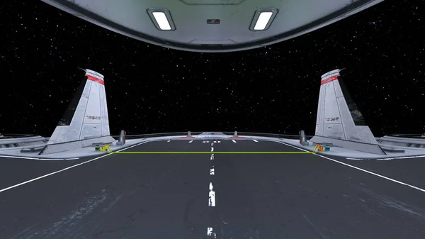 宇宙船の3Dレンダリング — ストック写真