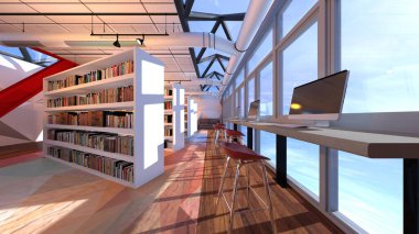 Kütüphanenin 3B görüntülemesi