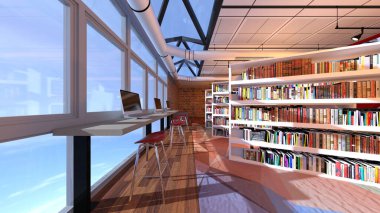 Kütüphanenin 3B görüntülemesi