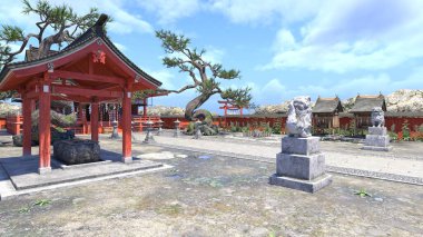 Shinto türbesinin 3 boyutlu canlandırması