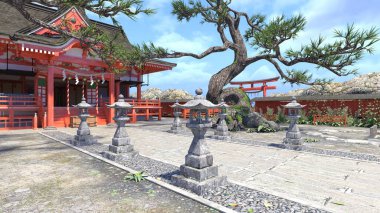 Shinto türbesinin 3 boyutlu canlandırması