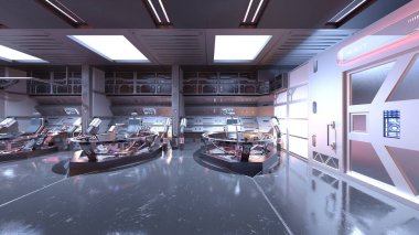 Uzay istasyonu peyzajının 3B görüntülemesi