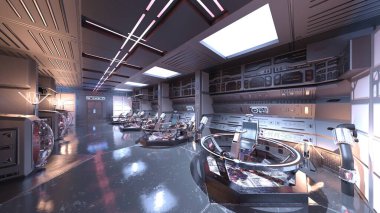 Uzay istasyonu peyzajının 3B görüntülemesi