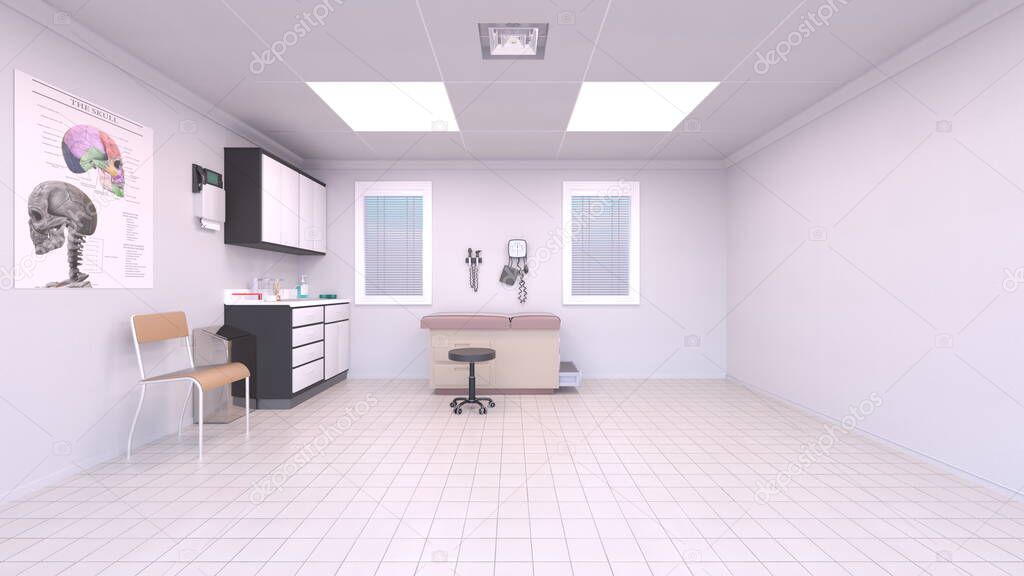 Representación en 3D de la sala de examen 2023