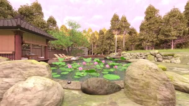 Japon Bahçesinin Boyutlu Canlandırması — Stok video