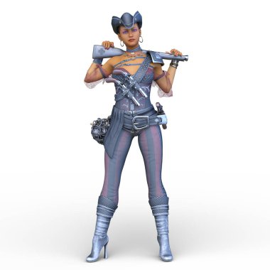 bir kadın savaşçı 3D render