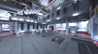 Uzay istasyonu peyzajının 3B görüntülemesi