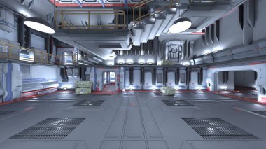 Uzay istasyonu peyzajının 3B görüntülemesi