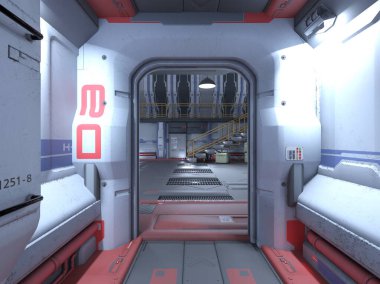 Uzay istasyonu peyzajının 3B görüntülemesi