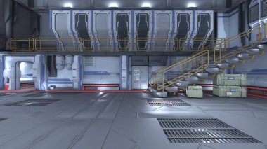 Uzay istasyonu peyzajının 3B görüntülemesi