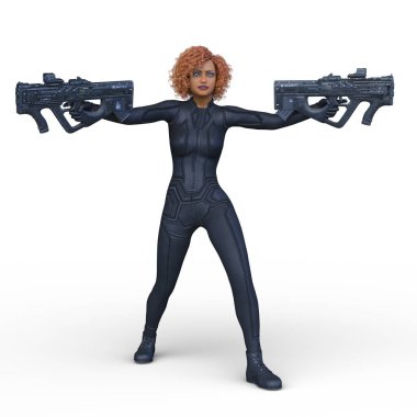 bir kadın savaşçı 3D render