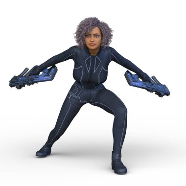 bir kadın savaşçı 3D render