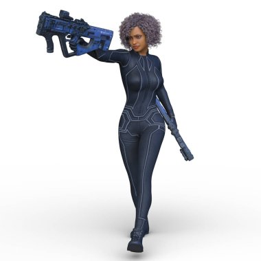 bir kadın savaşçı 3D render