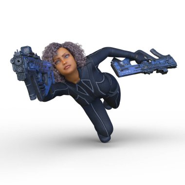 bir kadın savaşçı 3D render