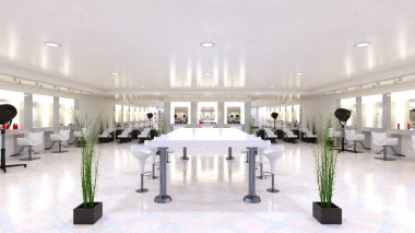 Kuaför salonunun 3B görüntüsü