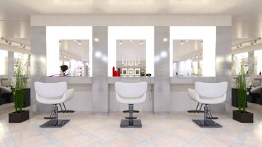 Kuaför salonunun 3B görüntüsü