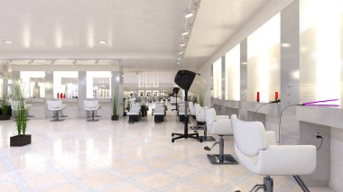 Kuaför salonunun 3B görüntüsü
