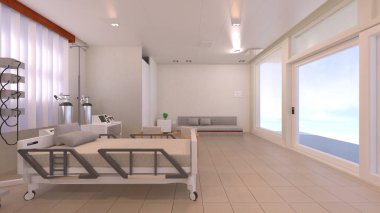 Hastane odasının 3 boyutlu görüntüsü