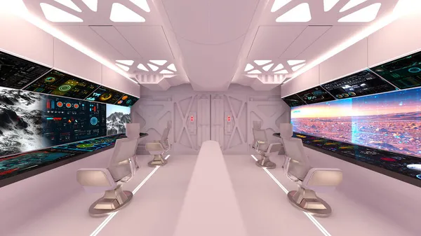 Uzay istasyonu peyzajının 3B görüntülemesi