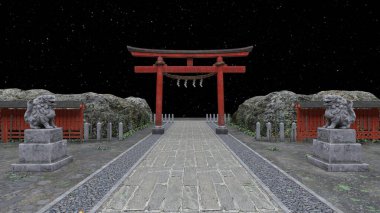 Shinto türbesinin 3 boyutlu canlandırması