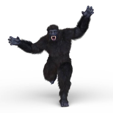 Canavar bir gorilin 3 boyutlu görüntüsü