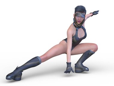 bir kadın savaşçı 3D render